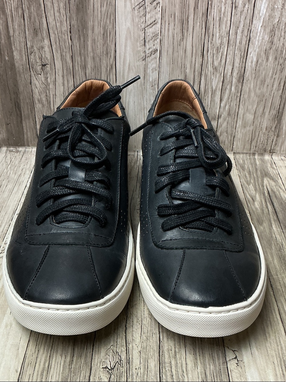 Marc Joseph Black Leather Low-Top Sneakers with White Sole